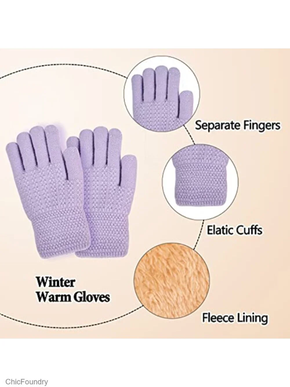 Kids Winter Beanie Hat Scarf Gloves Set with Fleece Lining